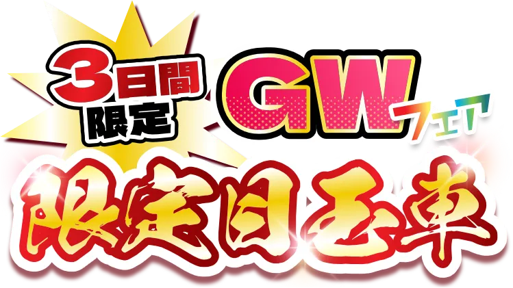 3日間限定GWフェア限定目玉車