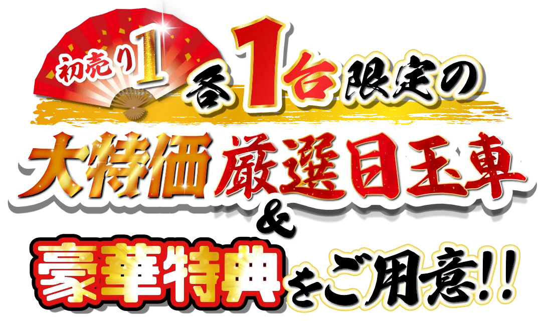 各限定1台の
大特価厳選目玉車
＆
豪華特典をご用意